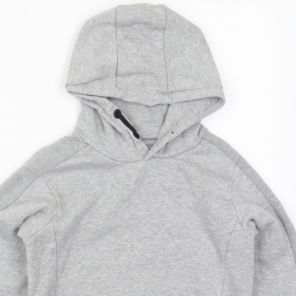 Close-up detail of Matalan boys’ grey cotton pullover hoodie, size 10, years pullover