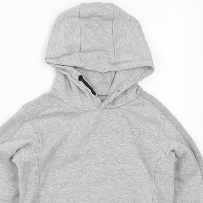 Close-up detail of Matalan boys’ grey cotton pullover hoodie, size 10, years pullover