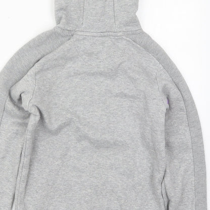 Brand and care label for Matalan boys’ grey cotton pullover hoodie, size 10, years pullover