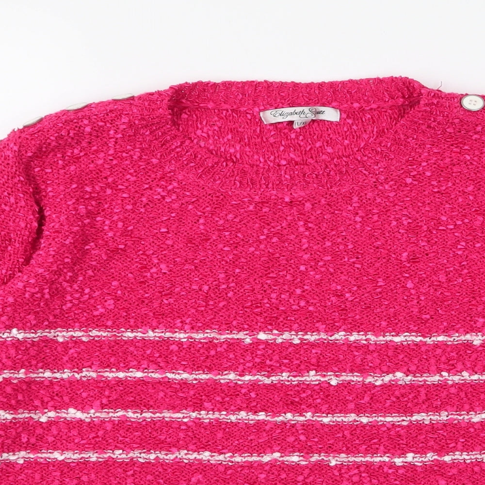 Elizabeth Scott  Womens Pink Round Neck Striped Polyester Pullover Jumper Size L