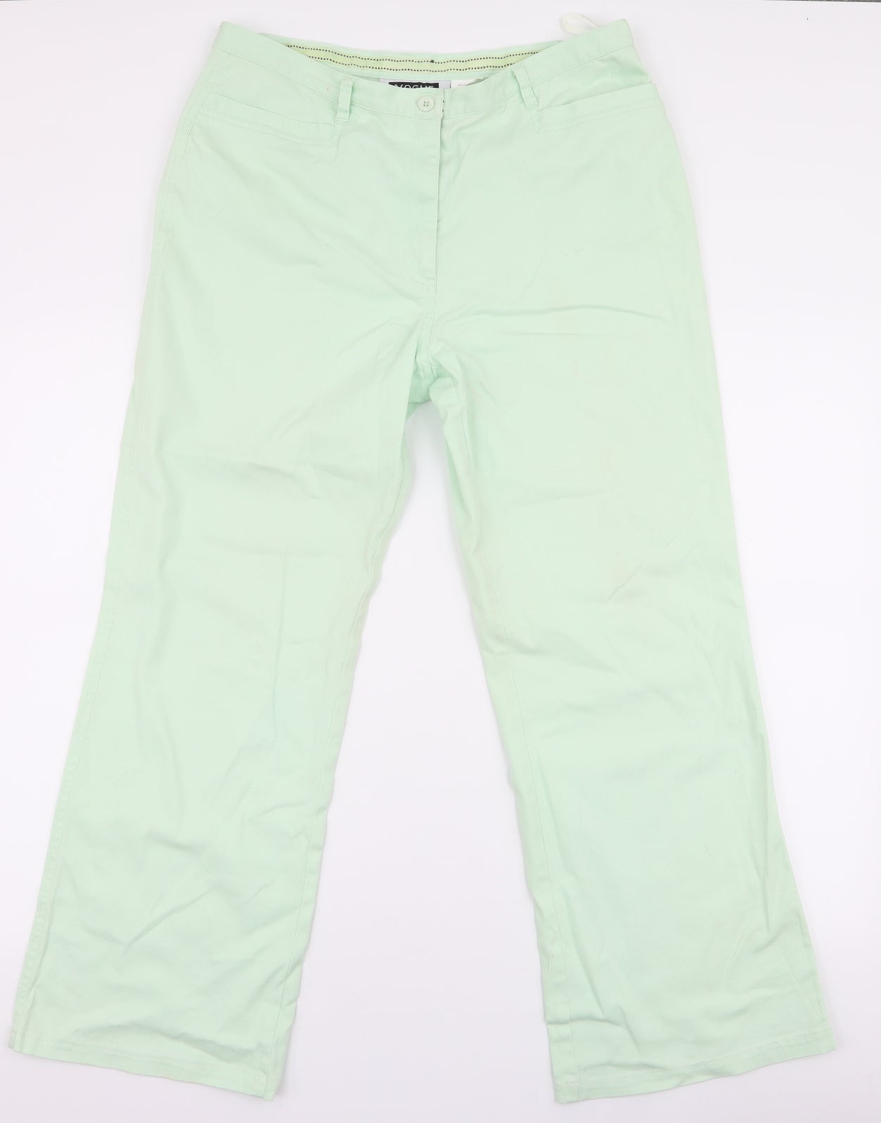 Vogue  Womens Green  Cotton Wide-Leg Jeans Size 16 L27 in Regular Zip