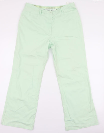 Vogue  Womens Green  Cotton Wide-Leg Jeans Size 16 L27 in Regular Zip