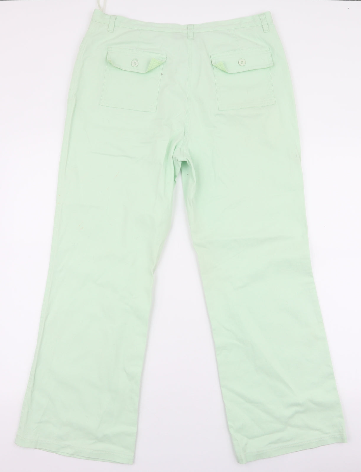 Vogue  Womens Green  Cotton Wide-Leg Jeans Size 16 L27 in Regular Zip