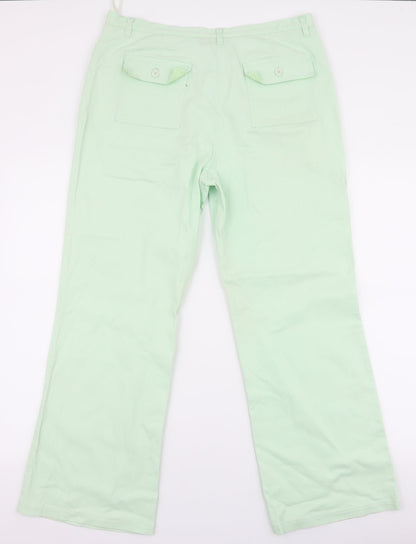 Vogue  Womens Green  Cotton Wide-Leg Jeans Size 16 L27 in Regular Zip