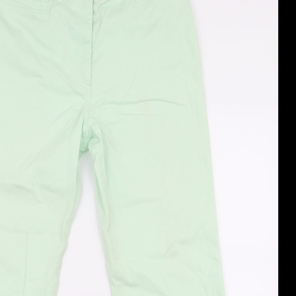 Vogue  Womens Green  Cotton Wide-Leg Jeans Size 16 L27 in Regular Zip