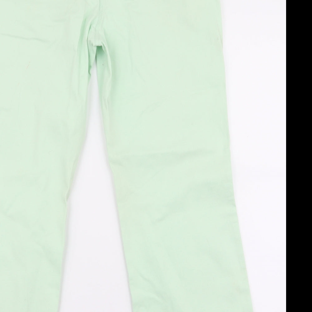 Vogue  Womens Green  Cotton Wide-Leg Jeans Size 16 L27 in Regular Zip