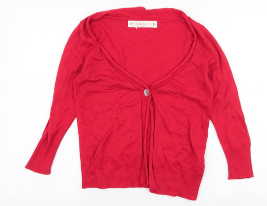 Womens UK Size M Zara Red Cardigan Jumper