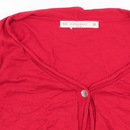 Womens UK Size M Zara Red Cardigan Jumper