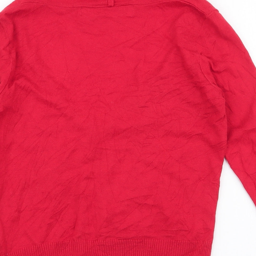 Womens UK Size M Zara Red Cardigan Jumper