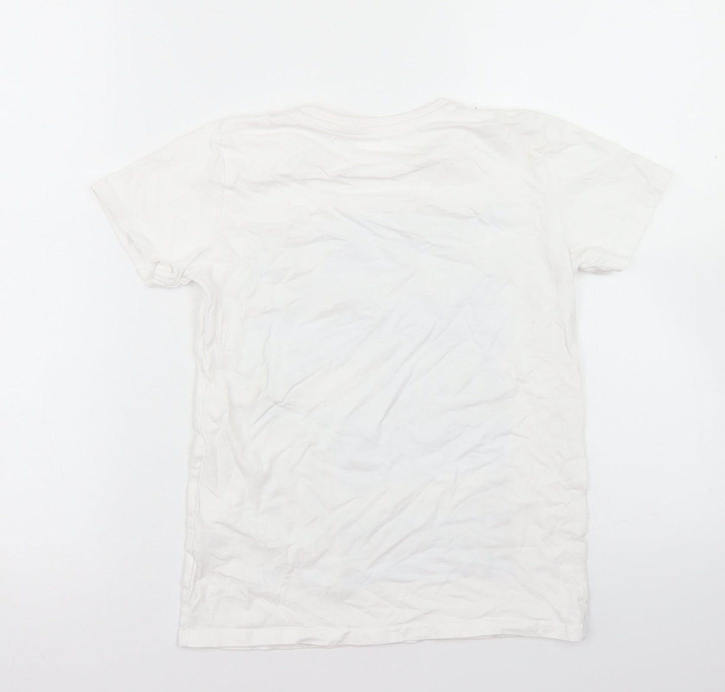 Dunnes Stores Boys White  Cotton Basic T-Shirt Size 10 Years Crew Neck  - Santa Monica