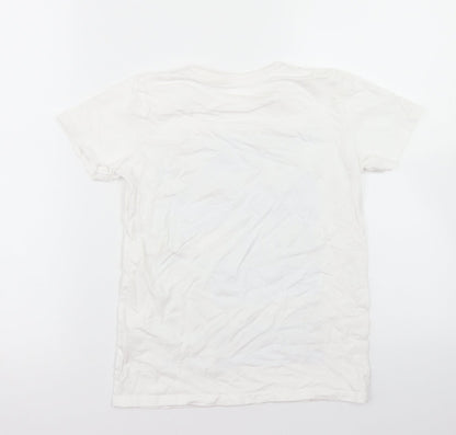 Dunnes Stores Boys White  Cotton Basic T-Shirt Size 10 Years Crew Neck  - Santa Monica