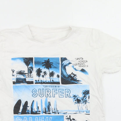 Dunnes Stores Boys White  Cotton Basic T-Shirt Size 10 Years Crew Neck  - Santa Monica
