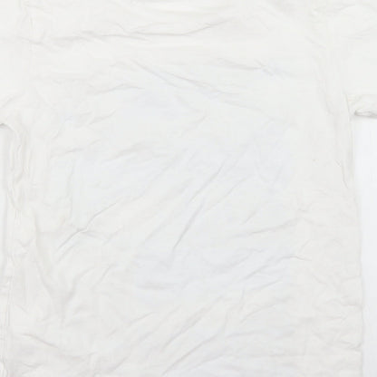 Dunnes Stores Boys White  Cotton Basic T-Shirt Size 10 Years Crew Neck  - Santa Monica