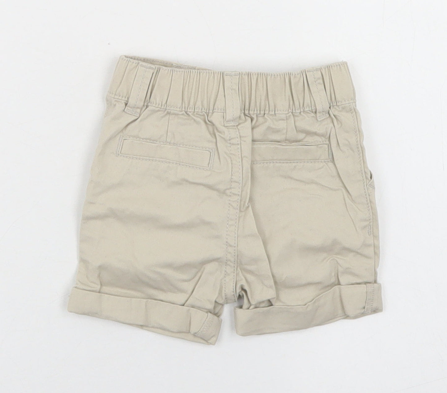 F&F Boys Beige  Cotton Cropped Trousers Size 3-6 Months  Button