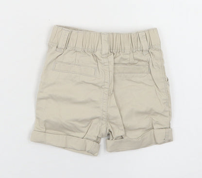F&F Boys Beige  Cotton Cropped Trousers Size 3-6 Months  Button