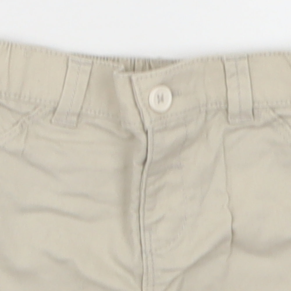F&F Boys Beige  Cotton Cropped Trousers Size 3-6 Months  Button