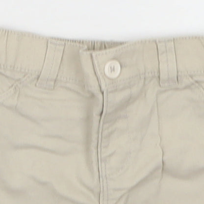 F&F Boys Beige  Cotton Cropped Trousers Size 3-6 Months  Button