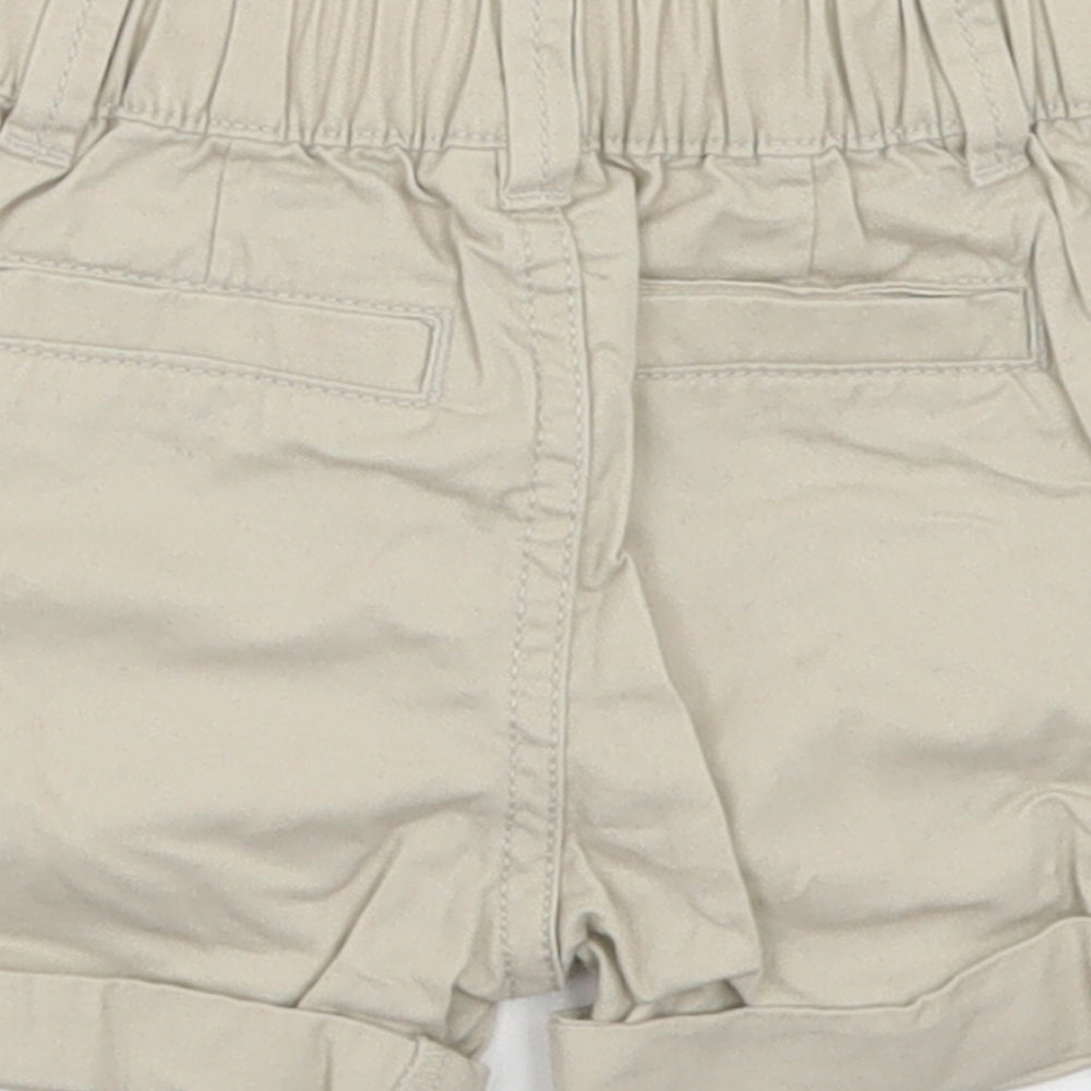 F&F Boys Beige  Cotton Cropped Trousers Size 3-6 Months  Button