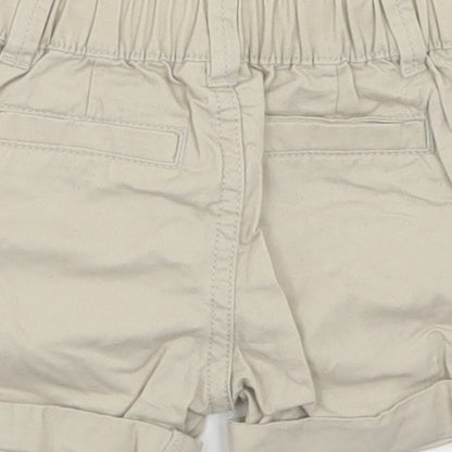 F&F Boys Beige  Cotton Cropped Trousers Size 3-6 Months  Button