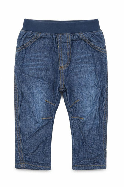 Front view of George boys’ blue cotton capri jeans, size 6-9, months