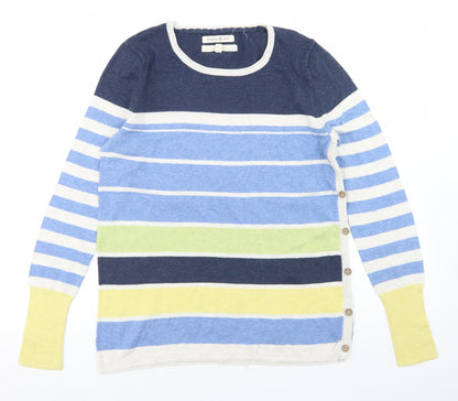 Beacan Cove Womens Blue Crew Neck Striped Cotton Pullover Jumper Size 12
