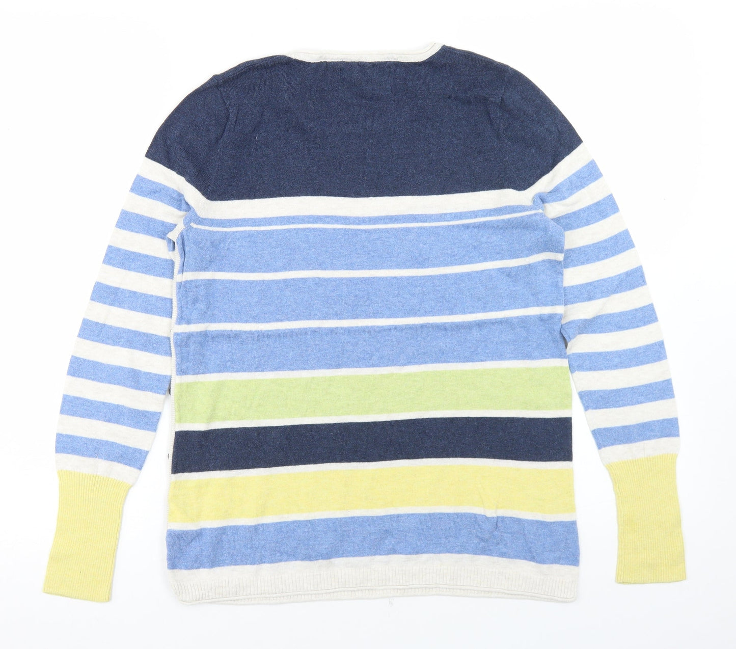 Beacan Cove Womens Blue Crew Neck Striped Cotton Pullover Jumper Size 12