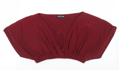 Womens UK Size 10 PRETTYLITTLETHING Red Cropped Blouse