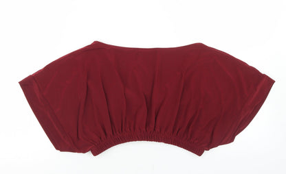 Womens UK Size 10 PRETTYLITTLETHING Red Cropped Blouse