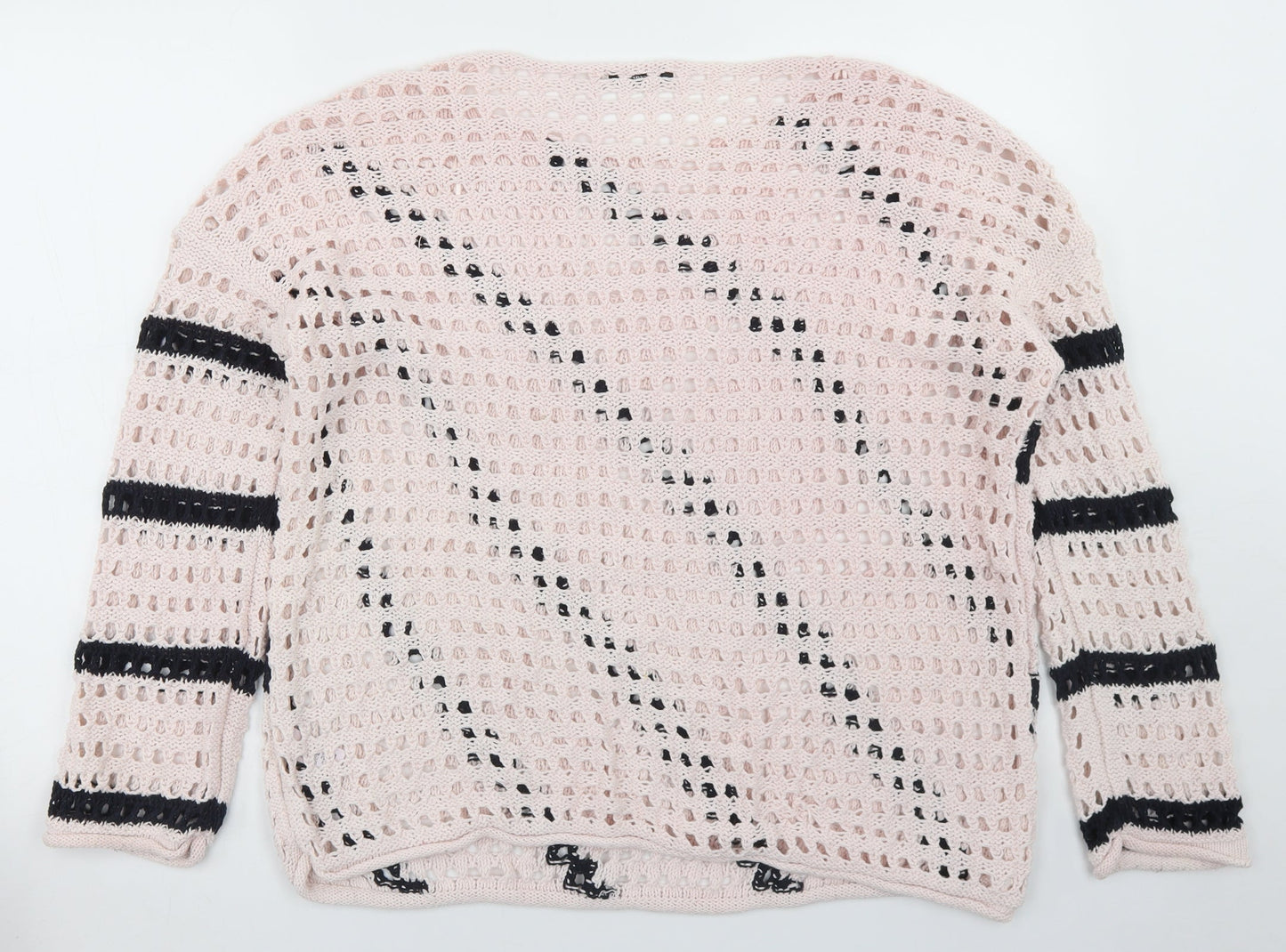 George Womens Pink Round Neck Striped Cotton Pullover Jumper Size L