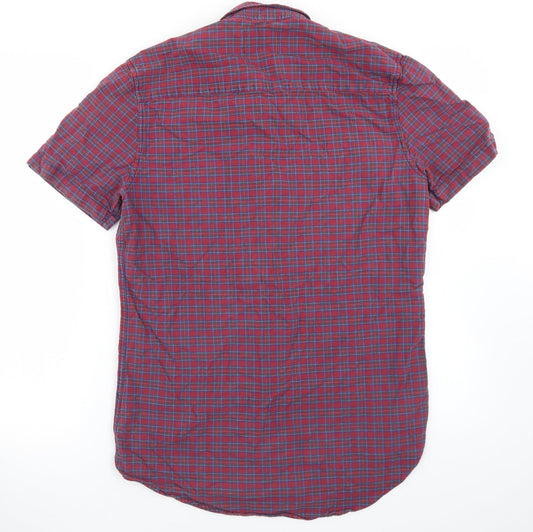 Topman Mens Purple Plaid Cotton  Button-Up Size S Collared Button