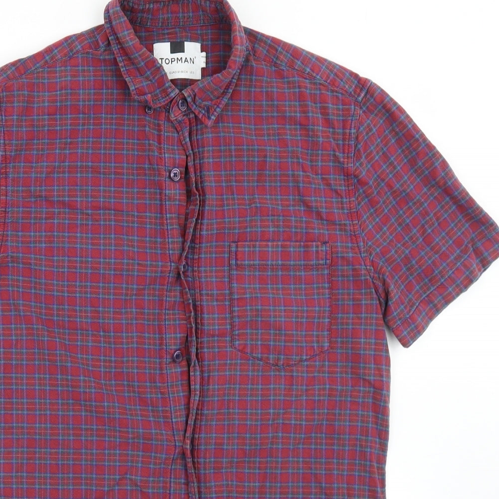 Mens UK Size S Topman Purple  Button-Up Short Sleeve Casual Shirt
