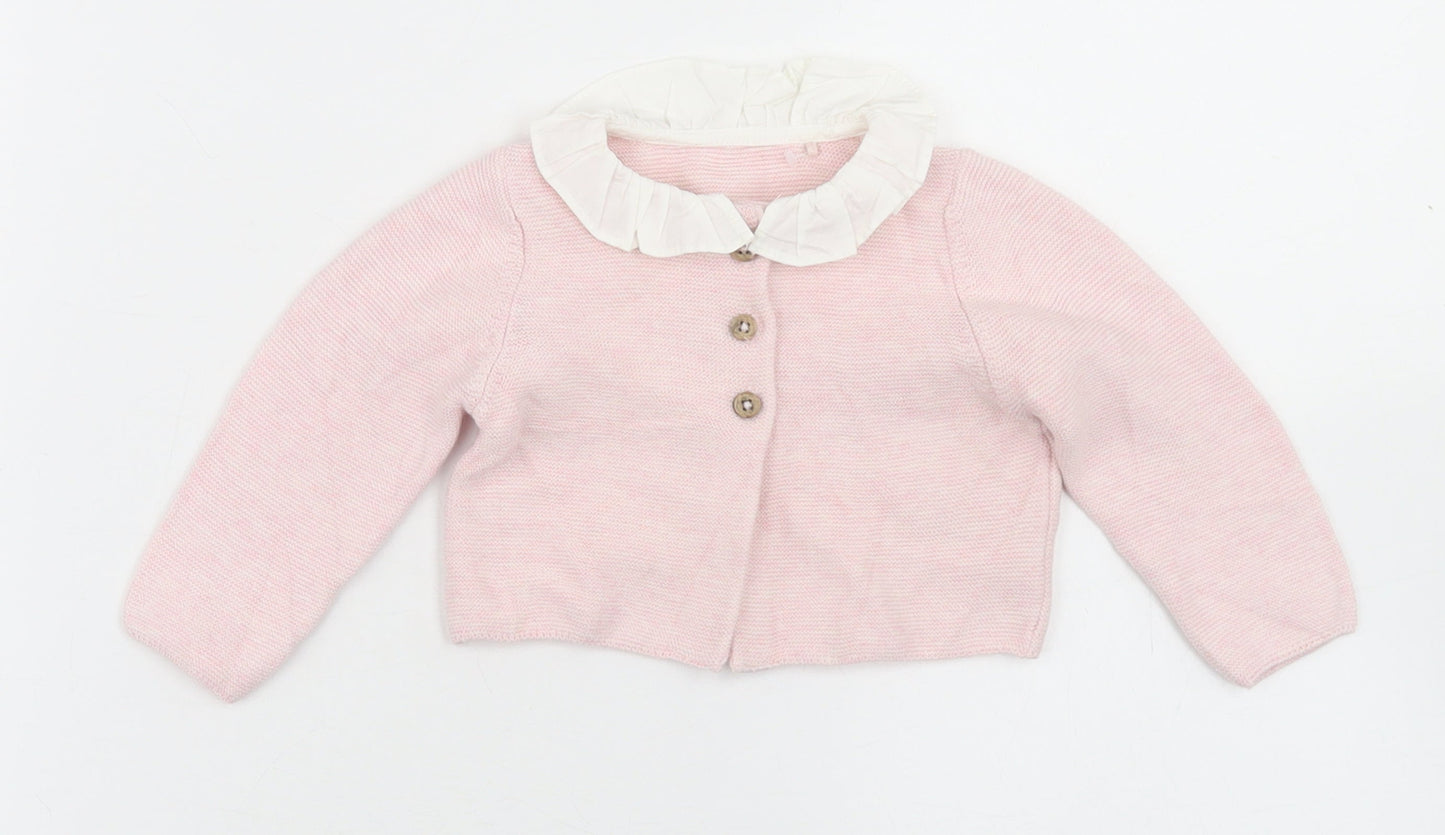 TU Girls Pink  Cotton Cardigan Jumper Size 3-6 Months  Button
