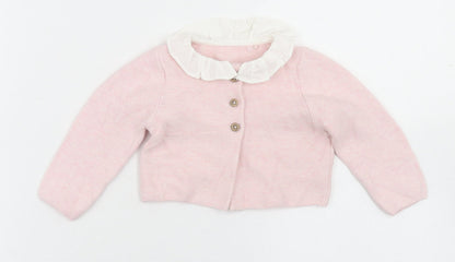 TU Girls Pink  Cotton Cardigan Jumper Size 3-6 Months  Button