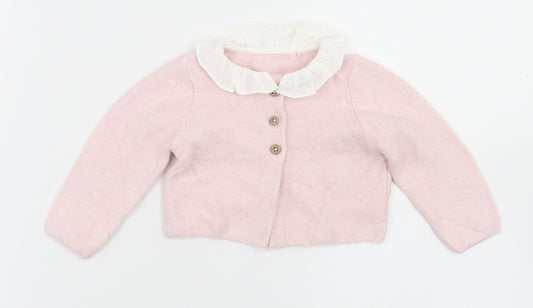 TU Girls Pink  Cotton Cardigan Jumper Size 3-6 Months  Button