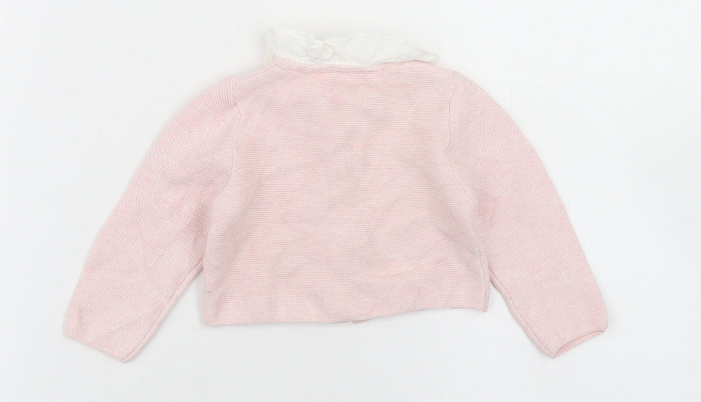 TU Girls Pink  Cotton Cardigan Jumper Size 3-6 Months  Button