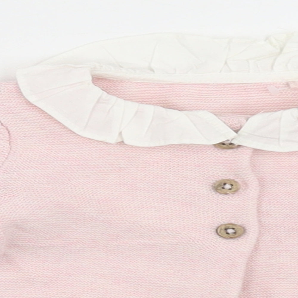 TU Girls Pink  Cotton Cardigan Jumper Size 3-6 Months  Button