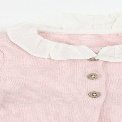 TU Girls Pink  Cotton Cardigan Jumper Size 3-6 Months  Button
