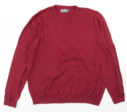 TU Mens Red Crew Neck  Cotton Pullover Jumper Size XL