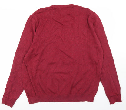 TU Mens Red Crew Neck  Cotton Pullover Jumper Size XL