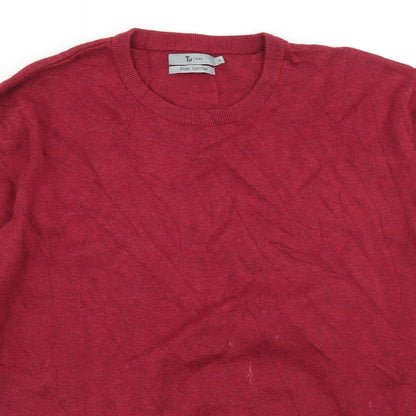 TU Mens Red Crew Neck  Cotton Pullover Jumper Size XL