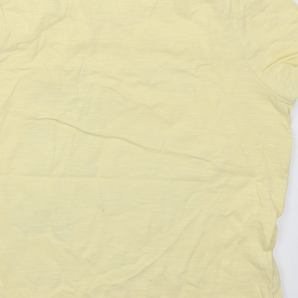 Marks and Spencer Girls Yellow  Cotton Basic T-Shirt Size 6-7 Years Crew Neck Pullover
