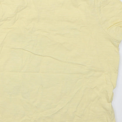 Marks and Spencer Girls Yellow  Cotton Basic T-Shirt Size 6-7 Years Crew Neck Pullover
