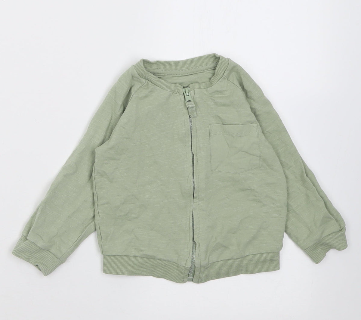 Additional front view of Matalan girls’ green jacket, size 9-12, months zip