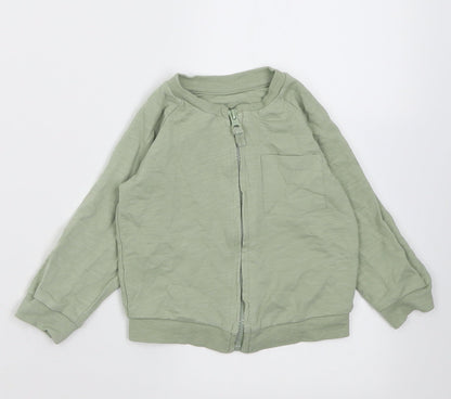 Additional front view of Matalan girls’ green jacket, size 9-12, months zip