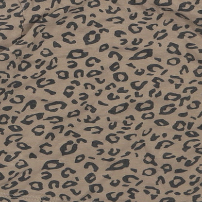 George Girls Brown Animal Print Cotton Basic Casual Size 2 Years Crew Neck Button