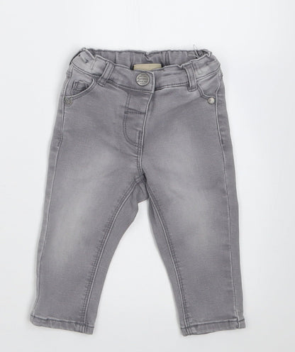 NEXT Girls Grey  Cotton Capri Jeans Size 6-9 Months  Button