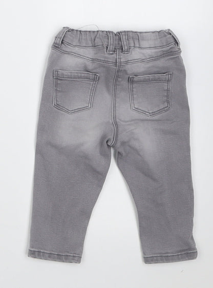 NEXT Girls Grey  Cotton Capri Jeans Size 6-9 Months  Button
