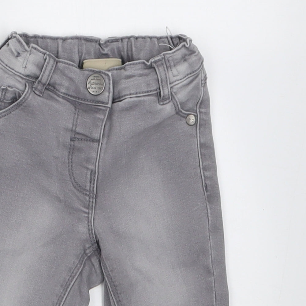 NEXT Girls Grey  Cotton Capri Jeans Size 6-9 Months  Button