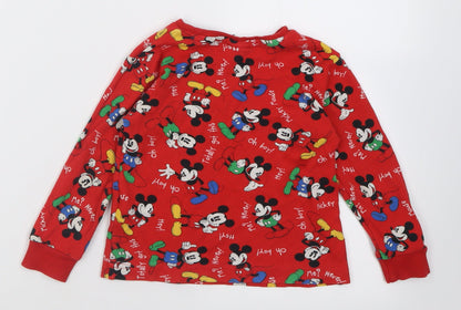 Disney Boys Red Geometric Cotton Basic Casual Size 2-3 Years Crew Neck Pullover