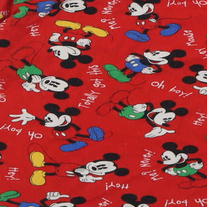 Disney Boys Red Geometric Cotton Basic Casual Size 2-3 Years Crew Neck Pullover